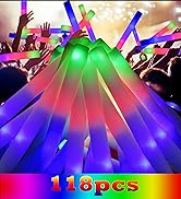 EXCECAR 118PCS Foam Glow Sticks Bulk Party Pack, Foam Light Up Sticks, Light Up Foam Sticks, 3 Mo...
