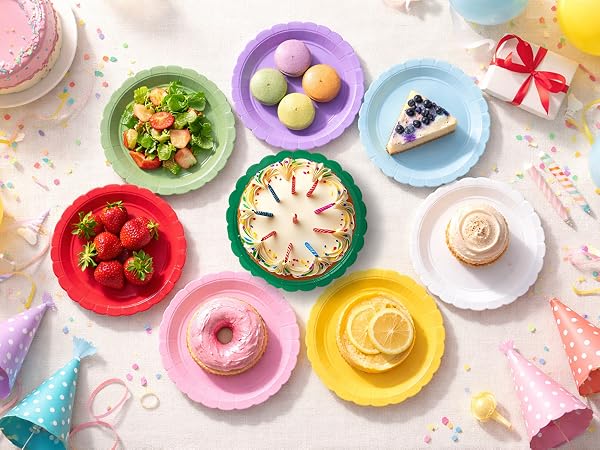 7 9 inch dessert dinner disposable paper plates red yellow green white black pink blue