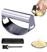 Stainless Steel Garlic Press Rocker, 2026 New Heavy Duty Ergonomic Garlic Crusher Tool with Peele
