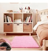 Ehayx Pink Rugs for Bedroom, 2x3 Soft Fluffy Small Area Rug for Living Room, Shag Bedside Carpet ...