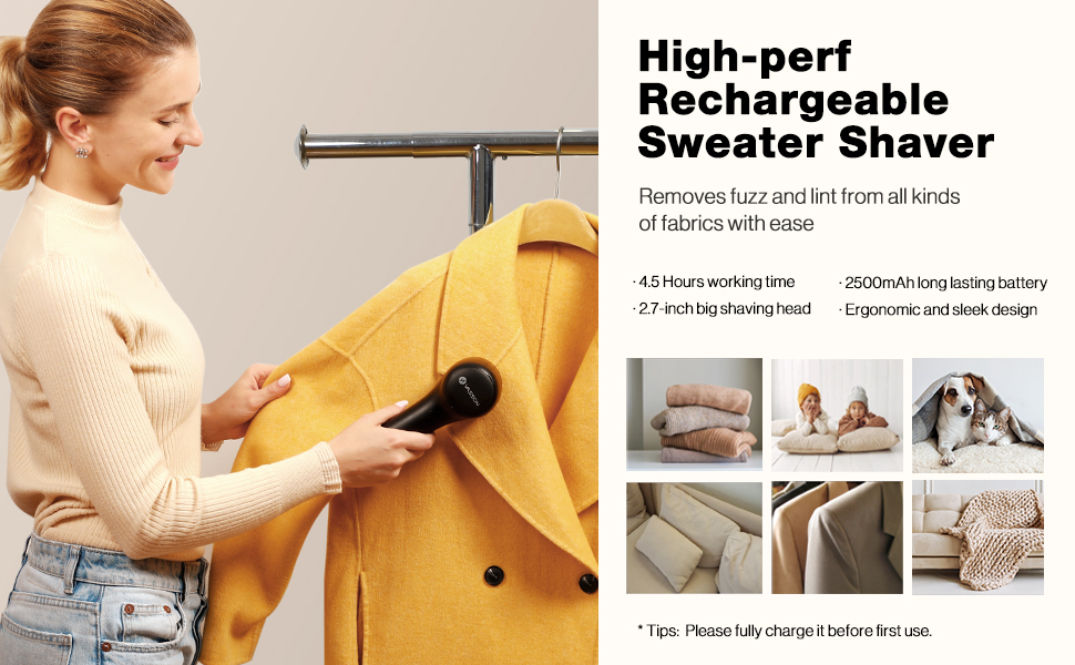 VASSON High-performance rechargeable fabric shaver