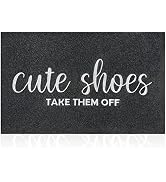 Welcome Mat Outdoor Entryway Cute Shoes Take Them Off Mats for Front Door with Rubber Backing Doo...