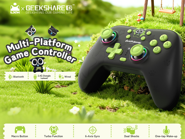 Text reads 'Multi-Platform' and 'Game Controller'. Gaming controller product images showing compatibility across multiple gaming platforms with icons for different systems.