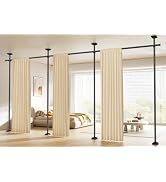 SUNALLY Room Divider Curtain Rod, No Drilling Wall Divider for Room Separation, 4-10ft(H) 28-171i...