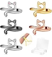 FOUSNOW 5 Pcs Crochet Ring, Adjustable Crochet Tension Rings, Yarn Ring for Finger Knitting Loop ...