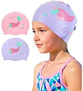 Vorshape Swim Cap Kids (2 Pack), Durable Waterproof Swimming Cap for Girls Boys Teens Toddler Age...