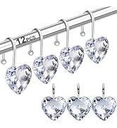 12PCS Shower Curtain Hooks Rings for Bathroom, Stainless Steel Rust Resistant Decorative Rhinesto...