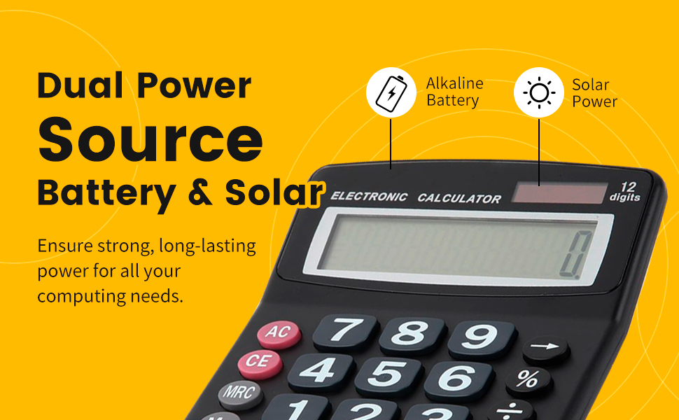 umbo 12 Digit with Solar Power, Large LCD Display - Desktop Calculator