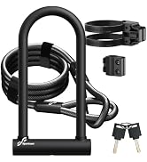 Sportneer Bike Lock: Heavy Duty Bike U Lock with 6ft Security Steel Cable - 18mm Shackle Bicycle ...