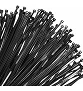 Zip Ties 8 inch, 100 Pack Black Zip Ties with 80 lbs Tensile Strength, Self-Locking Nylon Cable T...