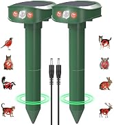 Qabbiaxsaz Solar Animal Repellent with 2 Pack Dual-Directional Flashing Lights - Ultrasonic & Vib...