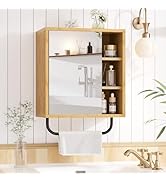 AmazerBath Bathroom Medicine Cabinet with Mirror, Bamboo Wall Mounted Medicine Cabinet, Over The ...