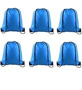 PLULON 6 Pcs Drawstring Bags Bulk Blue Drawstring Backpack String Backpack Cinch Sack Sport Gym B...