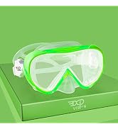 Kids Snorkel Swim Mask, Child Diving Mask Anti-Fog Swim Goggles with Nose Cover for Snorkeling Di...