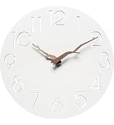 12 Inch Wall Clock, Silent Non Ticking Wooden Wall Clocks Battery Operated for Kitchen Home Bathr...