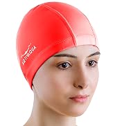 AqtivAqua Spandex Swim Cap with Protective Layer // Swimming Caps for Adult Men Women