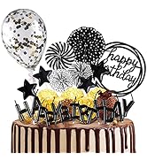 BEAN LIEVE Birthday Candles Set - Cake Topper Decoration with Cake Candles Confetti Balloon Stars...