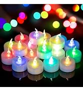 Yakpo 24 Pack Fast Color Changing Tea Lights Battery Operated, Flameless Flickering Electric Colo...