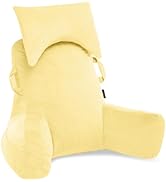 Unisakey Portable Reading Pillows with Headrest for Bed Sitting Up(Yellow Oeko-Tex), Velvet Back ...
