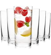 OUWO Highball Glasses Set of 6, 16oz Tall Drinking Glasses, Water Glass for Kitchen, Tom Collins ...