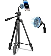 55" Phone Tripod, PHOPIK Aluminum Extendable Tripod Stand with Shutter, Carrying Bag, Compatible ...
