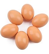 YunKo 6Pcs Wooden Eggs Easter Brown Fake Wood Nest Eggs for Craft Decorate Get hens to Lay Eggs C...