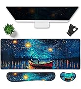 Hopipad Large Gaming Mouse Pad Waterproof + Mouse Wrist Rest + Keyboard Wrist Rest Set,Non-Slip R...