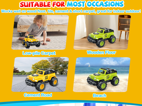 Works well on wood floor, tile, cement & short carpet, great for indoor and outdoor!