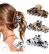 ACECHA 3 Pack Double Row Teeth Claw Clip for Thin Fine Hair, 3.4 Inch Medium Size Hair Claws, Non...