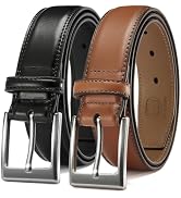 CHAOREN Leather Dress Belt Men 2 Pack - 1 3/8" Mens Belts for Work Business Casual Jeans