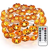 Brizled Pumpkin Halloween String Lights, 40 LED 13.12ft 8 Modes Battery Powered Fairy Lights with...
