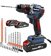 CloudDream Cordless Drill Set,60N.m Brushless Electric Drill with 2 Battery,30pc Accessory Kit,Va...