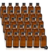 Bekith 30 Pack 4 oz Amber Glass Bottles, Boston Round Sample Bottles with Black Poly Cone Cap for...
