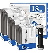NESCCI Travel Vacuum Bags for Clothing with Rechargeable Wireless Air Pump,18 Pack Compression Se...