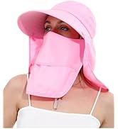 LA CARRIE Women Sun Hats Detachable Wide Brim UV UPF 50+ Face Mask Visor with Neck Flap Hat for S...