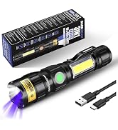 DARKBEAM UV 365nm Flashlights USB Rechargeable LED 3 in 1 Blacklight, Ultraviolet Wood's Lamp, An...