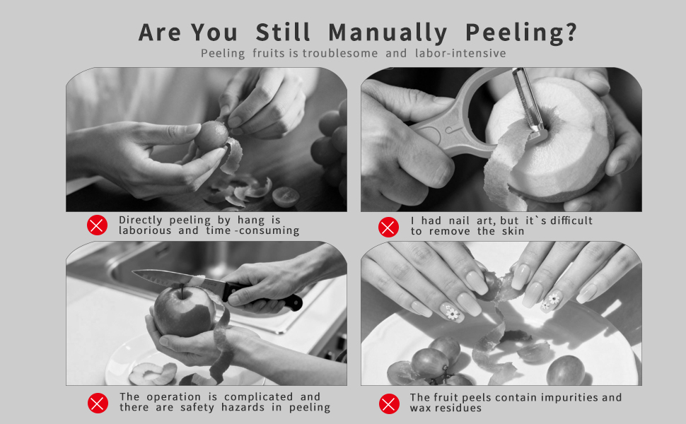 It only takes a few minutes of manual peeling to cause soreness in your fingers and wrists.