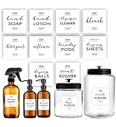 Minimalist Laundry Room Labels, Modern Cleaning Label for Containers, Waterproof Home Storage Org...