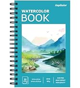 Hapikalor 5.5"x8.5"Watercolor Small Sketchbook for Kids, 30 Sheets (60 Pages) Spiral Bound, Water...