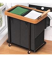 50 Gal (190L) Laundry Hamper 2 Section with Lid,Leather Patchwork Laundry Basket with Rolling Loc...