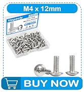 Yinpecly 50Pcs M4 x 12mm Truss Head Machine Screws, Phillips Drive | Metric Machine Bolts,304 Sta...