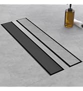 EBYTE Black Linear Shower Drain - SUS 304 Stainless Steel Shower Drain Kit, 28 Inch Matte Black L...