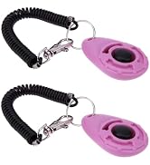 Wentoenapp 2Pcs ?Pink Clicker Easy to Use with Button Dog Training Accessories Strong and Long-La...