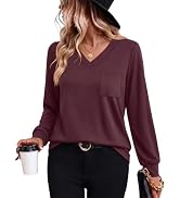 WIHOLL V Neck Long Sleeve Shirts Womens Tops Dressy Casual Fall Outfits | Fall Tops for for Women...