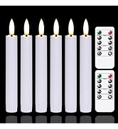 Yeelida Battery Operated Flameless Taper Candles with Two Remote Timer, 6.4