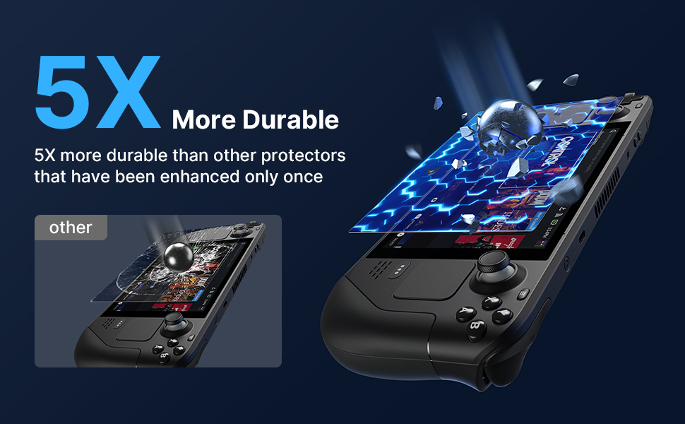 Durable Tempered glass protector for steam deck, 5X more durable than others