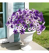 Danhh 16 Bundles Artificial Flowers Outdoor, 2 Colors Faux Plants for Outdoors, UV Resistant Pans...