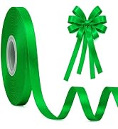 30Yards 3/8In Thin Green Ribbon for Gift Wrapping Christmas St. Patrick's | Silky Glossy, Wear Re...