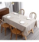 maxmill Lux Faux Linen Table Cloth with Slubby Texture Wrinkle Resistant Anti-Shrink Soft Tablecl...