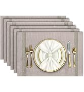 Aofmee Placemats, Placemats Set of 6, Heat Resistant Place Mats, Washable PVC Table Mats, Woven V...